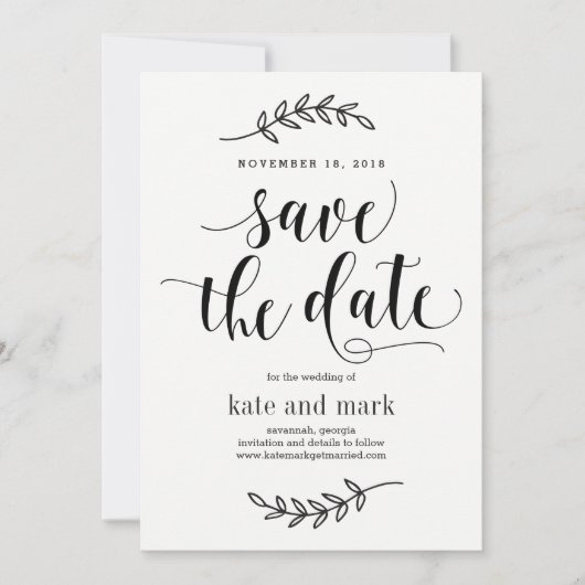 Trots Elegant Trouwkaart Save The Date Kaart Wit (Voorkant)