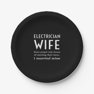 Trots elektricien vrouw van een elektricien citaat papieren bordje