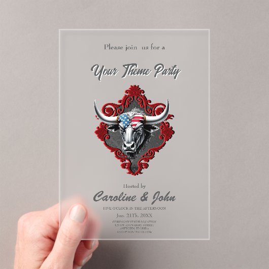 Trots en kracht, een Amerikaanse stier Acryl Uitnodigingen (Insitu (Draagbaar))