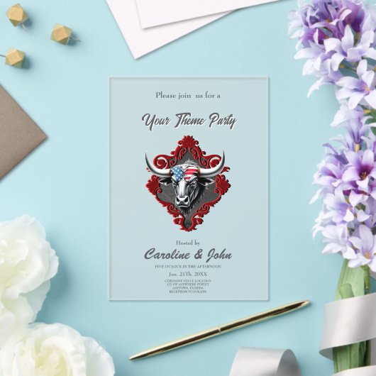 Trots en kracht, een Amerikaanse stier Acryl Uitnodigingen (Insitu (Huwelijk))