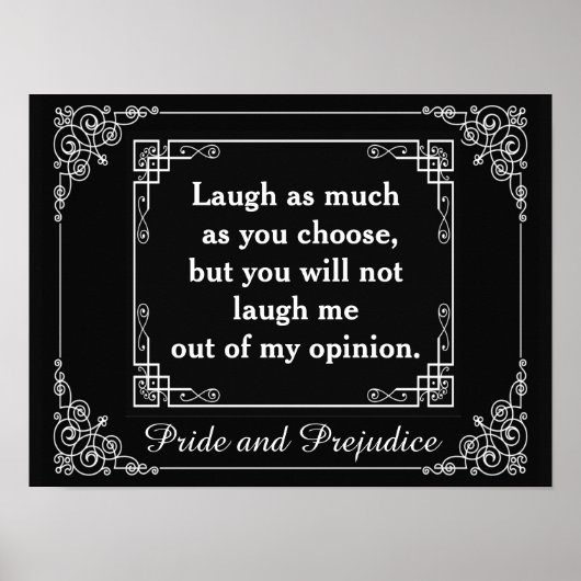 Trots en Vooroordeel Quote Jane Austen (Matte) Poster (Voorkant)