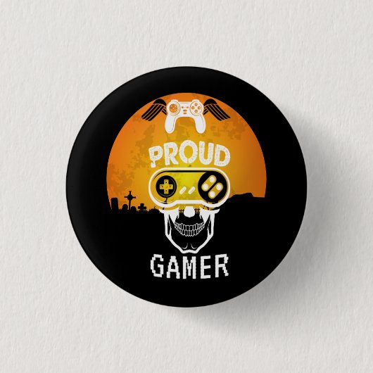 TROTS GAMER - HALLOWEEN GAMING NERD RONDE BUTTON 3,2 CM (Voorkant)