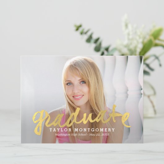 Trots geborsteld Afstuderen Aankondiging - Gold (Staand voorkant)
