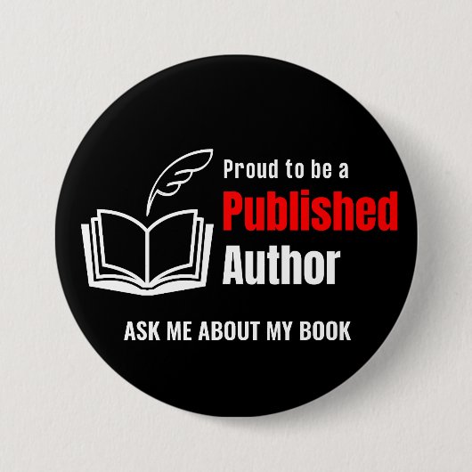 TROTS GEPUBLICEERDE AUTEUR RONDE BUTTON 7,6 CM (Voorkant)