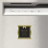 Trots Gouden Boog & Zwarte Glitter Bruiloft Magneet (Insitu (Vaatwasser))