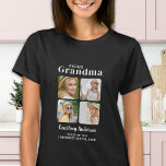 Trots GRANDMA Modern Custom 4 Foto Afstuderen T-shirt<br><div class="desc">Gefeliciteerd met het afstuderen van je kleinkind! Als trotse oma verdien je het om je liefde en steun af te shows met een gepersonaliseerd T-shirt. Dit retro-moderne ontwerp is voorzien van een fotocollage waarin vier van uw favoriete herinneringen met uw afstuderen worden getoond. Of het nu van de middelbare school,...</div>