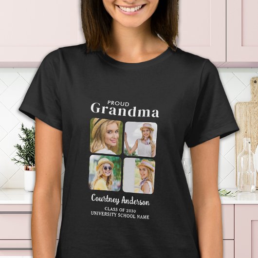 Trots GRANDMA Modern Custom 4 Foto Afstuderen T-shirt