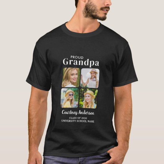 Trots GRANDMPA Modern Custom 4 Foto Afstuderen T-shirt (Voorkant)