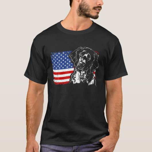 Trots Grote Munsterlander Amerikaanse vlag patriot T-shirt (Voorkant)
