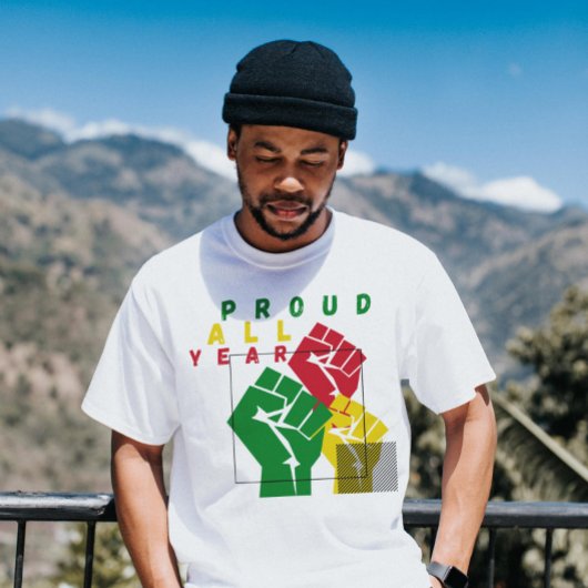 Trots het hele jaar door kleurrijk geel groen en r t-shirt