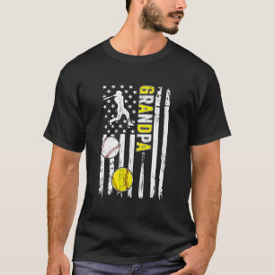 Trots honkbal softbal opa amerikaanse vlag t-shirt