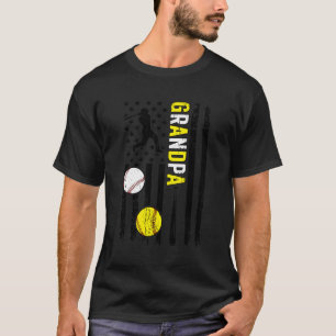 Trots honkbal softbal opa amerikaanse vlag t-shirt