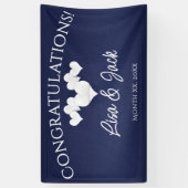 Trots huwelijksbanner Elegant witte harten Spandoek (Verticaal)