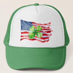 Trots Iers Amerikaanse Vlag 4-Bladige Klaver Ierla Trucker Pet