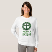 Trots Iers - Celtic Cross Shamrock Design T-shirt (Voorkant volledig)
