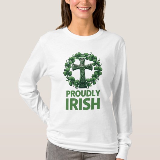 Trots Iers - Celtic Cross Shamrock Design T-shirt (Voorkant)