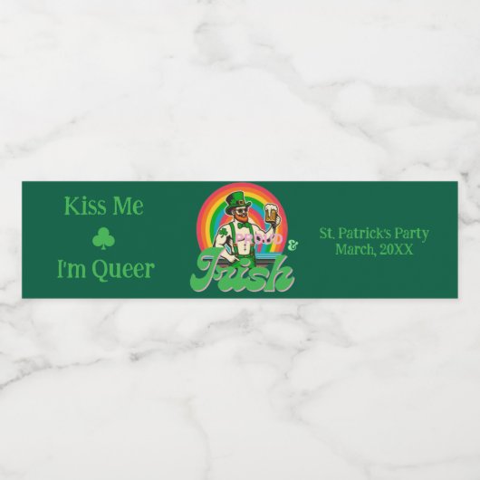 Trots & Iers St Patrick Custom LGBTQ+ Waterfles Etiket (Enkel label)