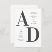 Trots Initialen Trouw Uitnodiging (Voorkant / Achterkant)