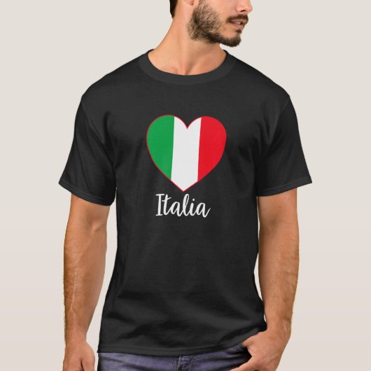 Trots Italiaans Liefde Hart Vlag Ik Liefde Italië T-shirt (Voorkant)