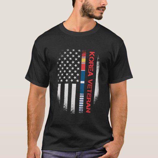 Trots Korea Veteraan US Flag T Shirt Korean War Mi (Voorkant)