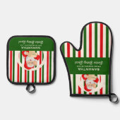 Trots lid Santa's Baking Squad Baker Kerstmis Ovenwant & Pannenlap Set (Voorkant)