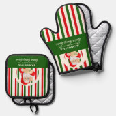 Trots lid Santa's Baking Squad Baker Kerstmis Ovenwant & Pannenlap Set (Voorkant / Achterkant)