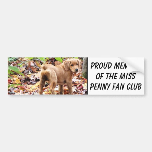 Trots lid van de Miss Penny fanclub. Bumpersticker (Voorkant)