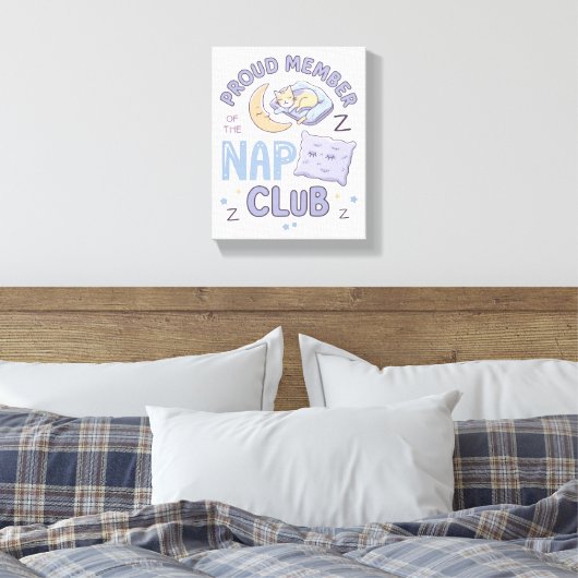 "Trots lid van de Nap Club" - Gezellig & Fun Canvas Afdruk (Insitu (Slaapkamer))
