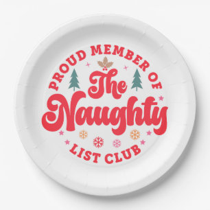 Trots lid van de Naughty List Club Christmas Papieren Bordje