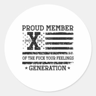 Trots lid van de Your Feelings Gen X USA 4e van Ronde Sticker