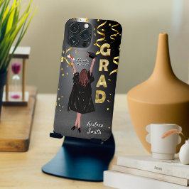 Trots Meisje Afstuderen Zwart en Goud Modern Custo Case-Mate iPhone Case