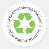 trots met gerecyclede verpakkingen verzenden eco  ronde sticker (Voorkant)
