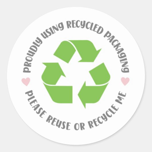 trots met gerecyclede verpakkingen verzenden eco  ronde sticker (Voorkant)