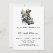 Trots Militair Silhouet Pensioen Uitnodiging (Voorkant)