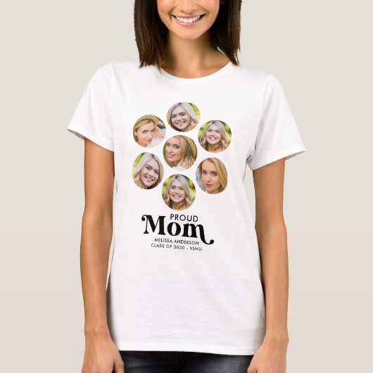 Trots MOM Modern Custom 7 Fotocollage Afstuderen T-shirt (Voorkant)