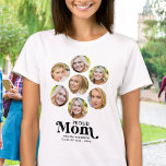 Trots MOM Modern Custom 7 Fotocollage Afstuderen T-shirt<br><div class="desc">Gefeliciteerd met het afstuderen van uw kind! Als trotse moeder verdien je het om je liefde en steun af te shows met een gepersonaliseerd T-shirt. Dit retro-moderne ontwerp is voorzien van een fotocollage met zeven van uw favoriete herinneringen met uw afstuderen. Of het nu van de middelbare school, hogeschool of...</div>