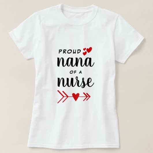 Trots Nana van een verpleegster Red Hearts T-shirt (Design voorkant)