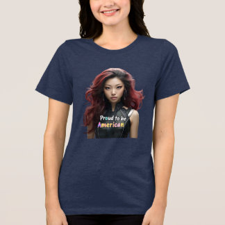 Trots om Amerikaan te zijn - Vibrant Vrouw Robot A Tri-Blend Shirt