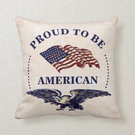 TROTS OM AMERIKAANSE VINTAGE EAGLE EN VLAG TE ZIJN KUSSEN