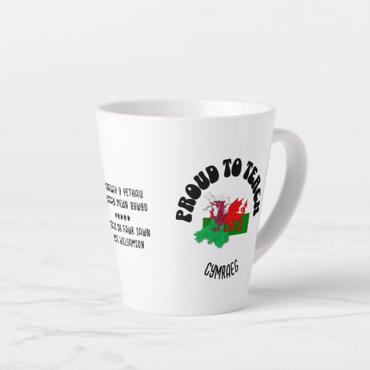 TROTS OM CYMRAEG Welsh leraar waardering TE LEREN Latte Mok (Rechterhoek)