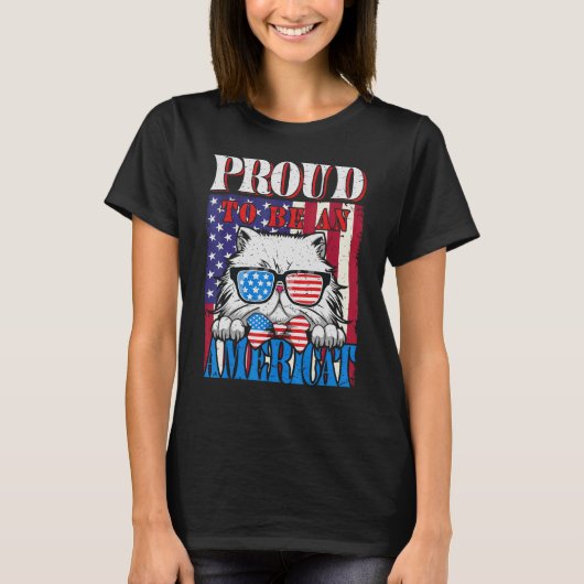 Trots om een American Cat Patriotic C zijn T-shirt (Voorkant)