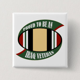 trots om een veteraan uit Irak te worden Vierkante Button 5,1 Cm