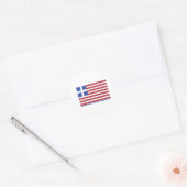 TROTS OM GRIEKS-AMERIKAANS TE ZIJN! RONDE STICKER (Envelop)