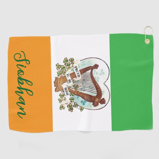 Trots om Iers Harp en Shamrock Custom te zijn Golfhanddoek (Horizontaal)