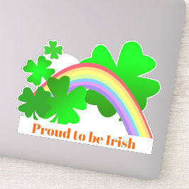 Trots om Iers, shamrocks en regenboog, contour Sticker