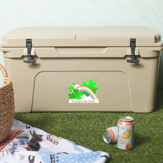 Trots om Iers, shamrocks en regenboog, contour Sticker (Koeler)