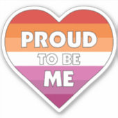 Trots om Me LGBTQ+ Lesbische Pride Vlag Hart Sticker (Voorkant)