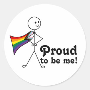 Trots om Me LGBTQ+ Rainbow Quasar Progress Prid te Ronde Sticker