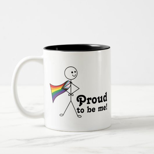 Trots om Me LGBTQ+ Rainbow Quasar Progress Prid te Tweekleurige Koffiemok (Links)