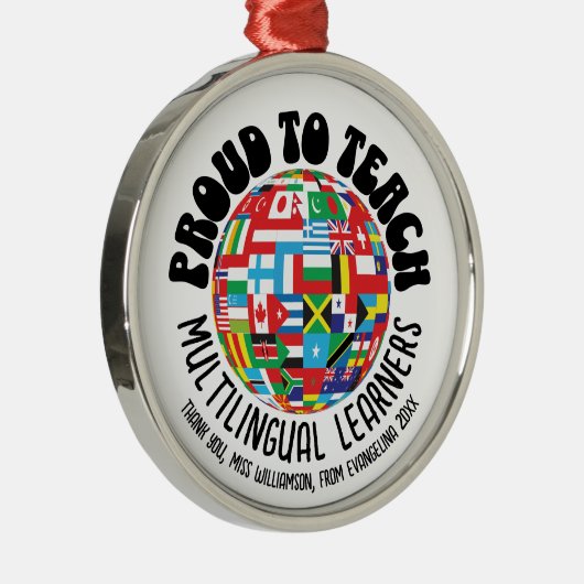 TROTS OM MEERTALIGE LEERLINGEN TE ONDERWIJZEN ESL- METALEN ORNAMENT (Rechts)